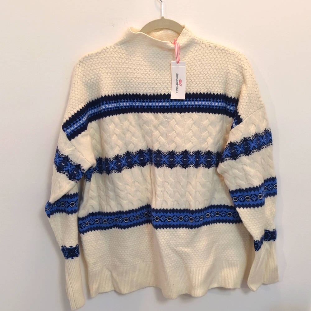 NWT size Large  Nordic stripe mock neck sweater